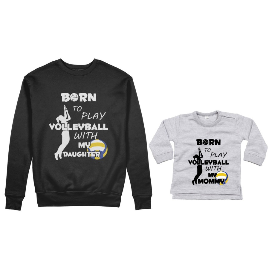 Coordinato felpe o body lupetto madre figlio born to play volleyball whith my son my daughter Per la mamma