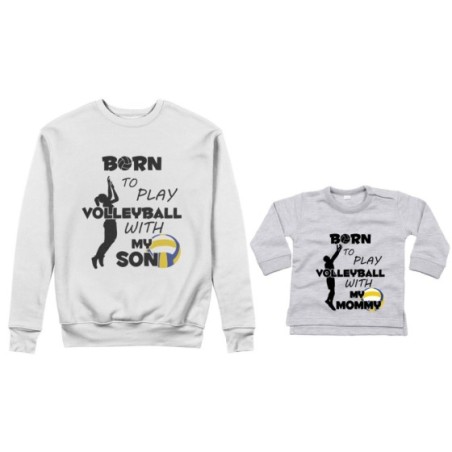 Coordinato felpe o body lupetto madre figlio born to play volleyball whith my son my daughter Per la mamma