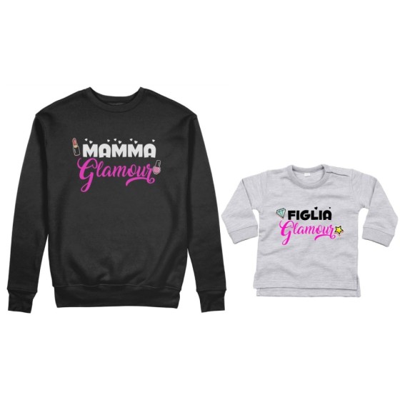 Coordinato felpe o body lupetto neonata madre figlia mamma glamour figlia glamour Per la mamma