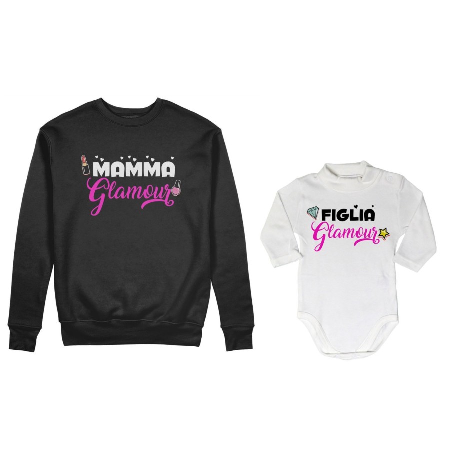 Coordinato felpe o body lupetto neonata madre figlia mamma glamour figlia glamour Per la mamma
