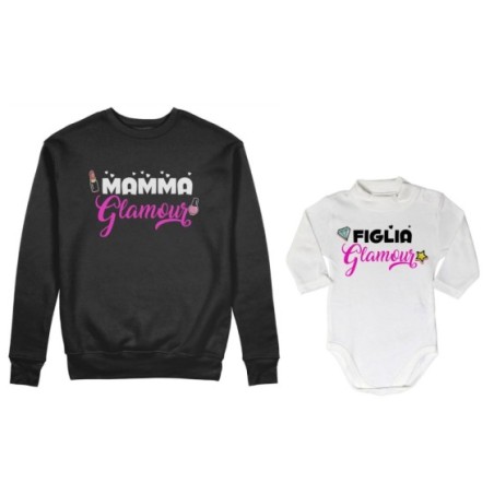 Coordinato felpe o body lupetto neonata madre figlia mamma glamour figlia glamour Per la mamma