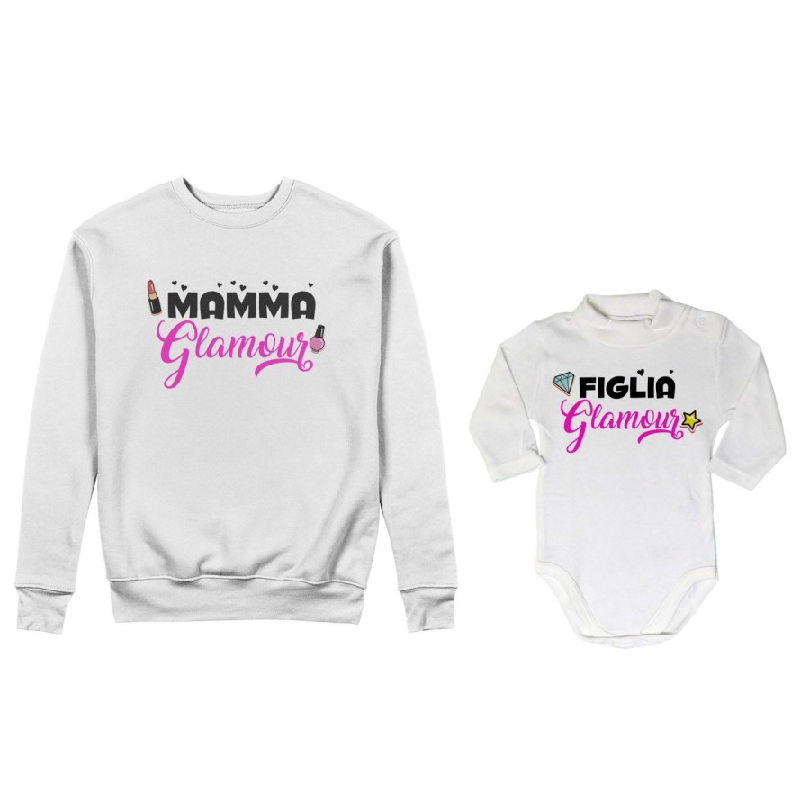 Coordinato felpe o body lupetto neonata madre figlia mamma glamour figlia glamour Per la mamma