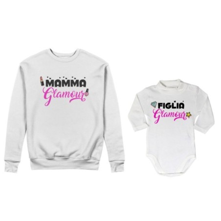 Coordinato felpe o body lupetto neonata madre figlia mamma glamour figlia glamour Per la mamma