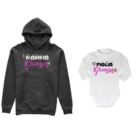Coordinato felpe o body lupetto neonata madre figlia mamma glamour figlia glamour Per la mamma