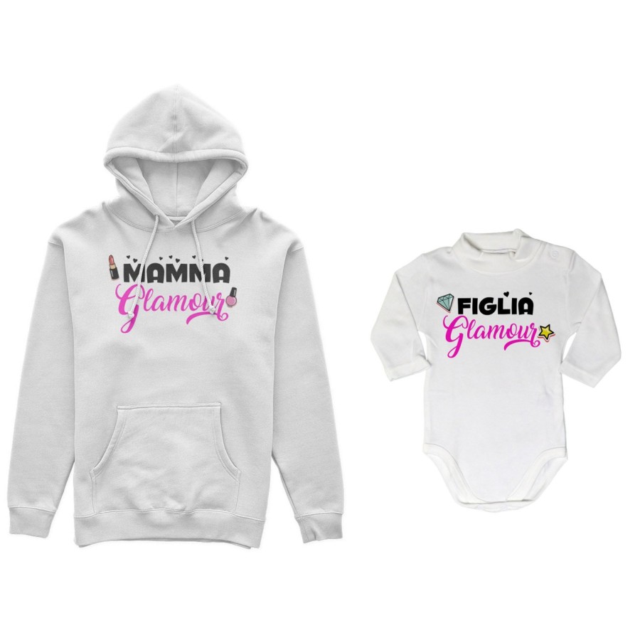 Coordinato felpe o body lupetto neonata madre figlia mamma glamour figlia glamour Per la mamma