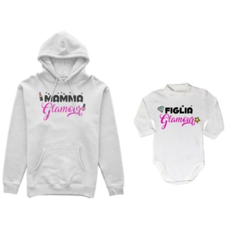 Coordinato felpe o body lupetto neonata madre figlia mamma glamour figlia glamour Per la mamma