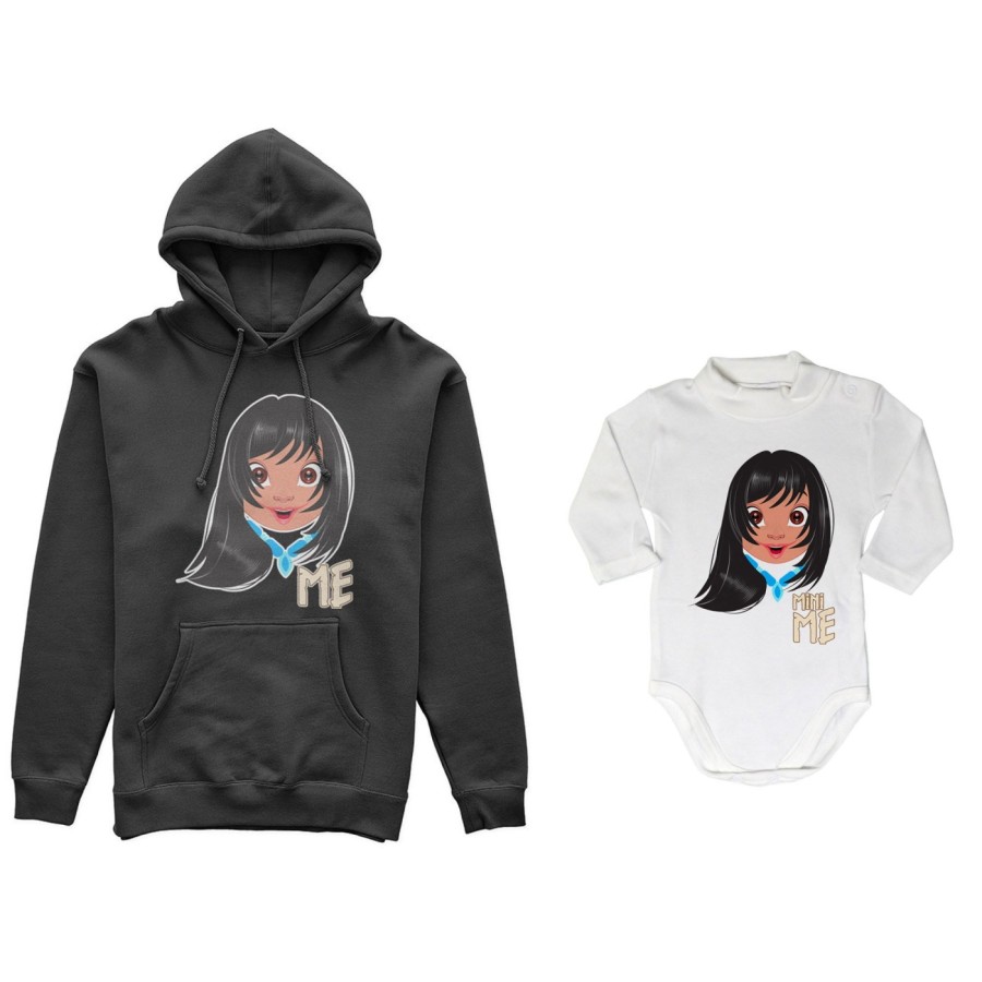 Coordinato felpe o body lupetto neonata madre figlia me pocahontas mini pocahontas Per la mamma