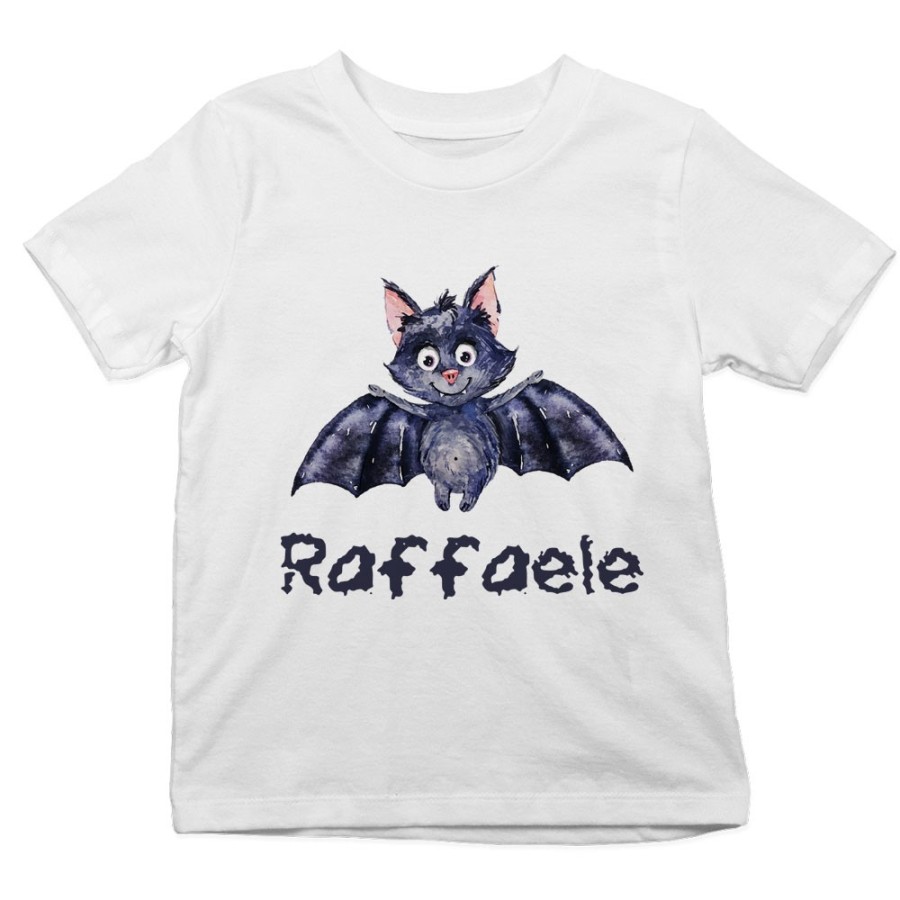 T-shirt bambino personalizzata con nome pipistrello watercolor Halloween