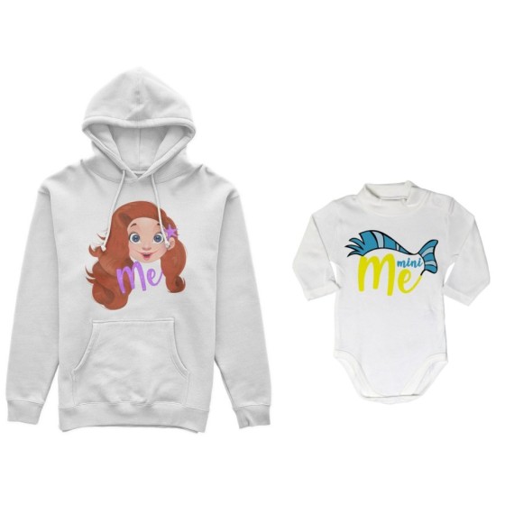Coordinato felpe o body lupetto neonato madre figlio me ariel mini flounder Per la mamma 2