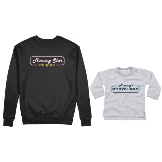 Coordinato felpe o body lupetto neonato madre figlio mommy star mommy's bodyguard Per la mamma