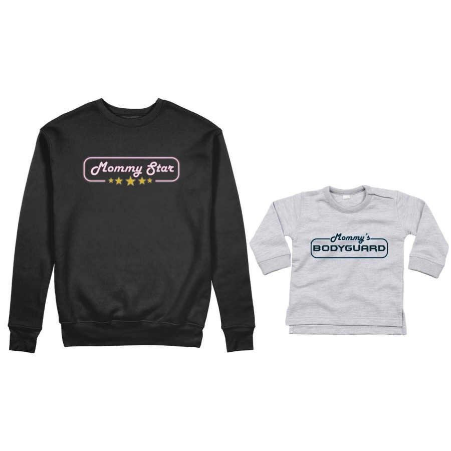 Coordinato felpe o body lupetto neonato madre figlio mommy star mommy's bodyguard Per la mamma