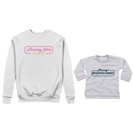 Coordinato felpe o body lupetto neonato madre figlio mommy star mommy's bodyguard Per la mamma