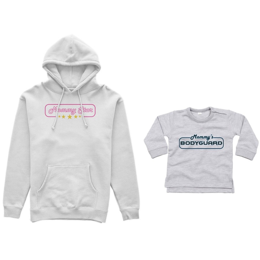 Coordinato felpe o body lupetto neonato madre figlio mommy star mommy's bodyguard Per la mamma