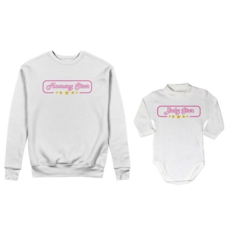 Coordinato felpe o body lupetto neonato madre figlio mommy star mommy's bodyguard Per la mamma