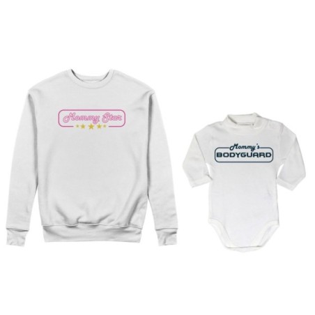 Coordinato felpe o body lupetto neonato madre figlio mommy star mommy's bodyguard Per la mamma