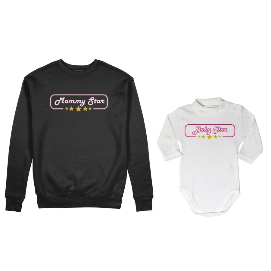 Coordinato felpe o body lupetto neonato madre figlio mommy star mommy's bodyguard Per la mamma
