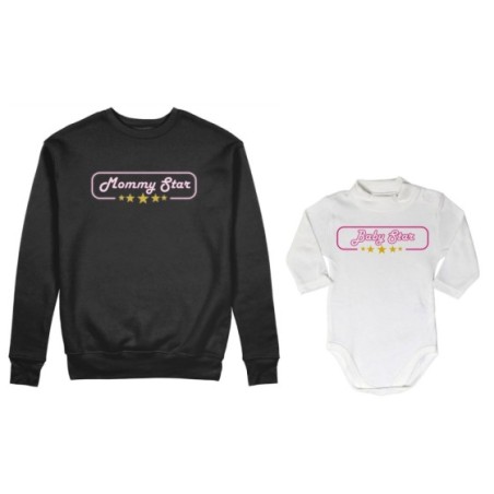 Coordinato felpe o body lupetto neonato madre figlio mommy star mommy's bodyguard Per la mamma
