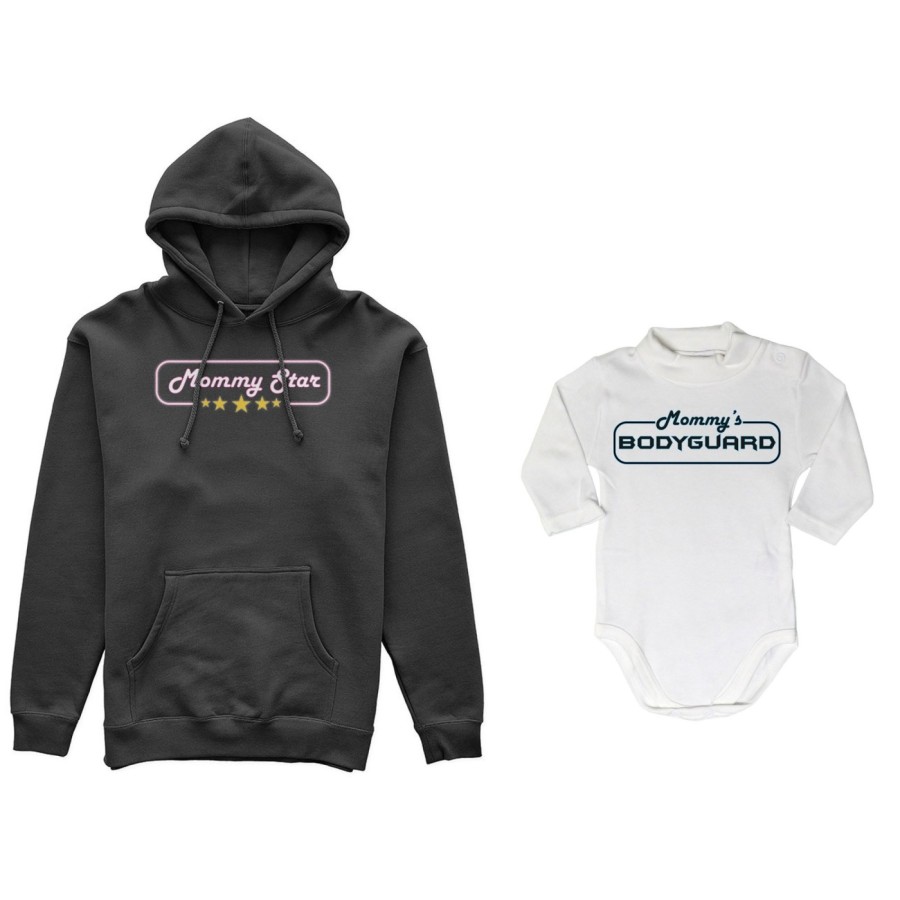 Coordinato felpe o body lupetto neonato madre figlio mommy star mommy's bodyguard Per la mamma