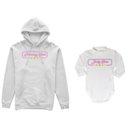 Coordinato felpe o body lupetto neonato madre figlio mommy star mommy's bodyguard Per la mamma