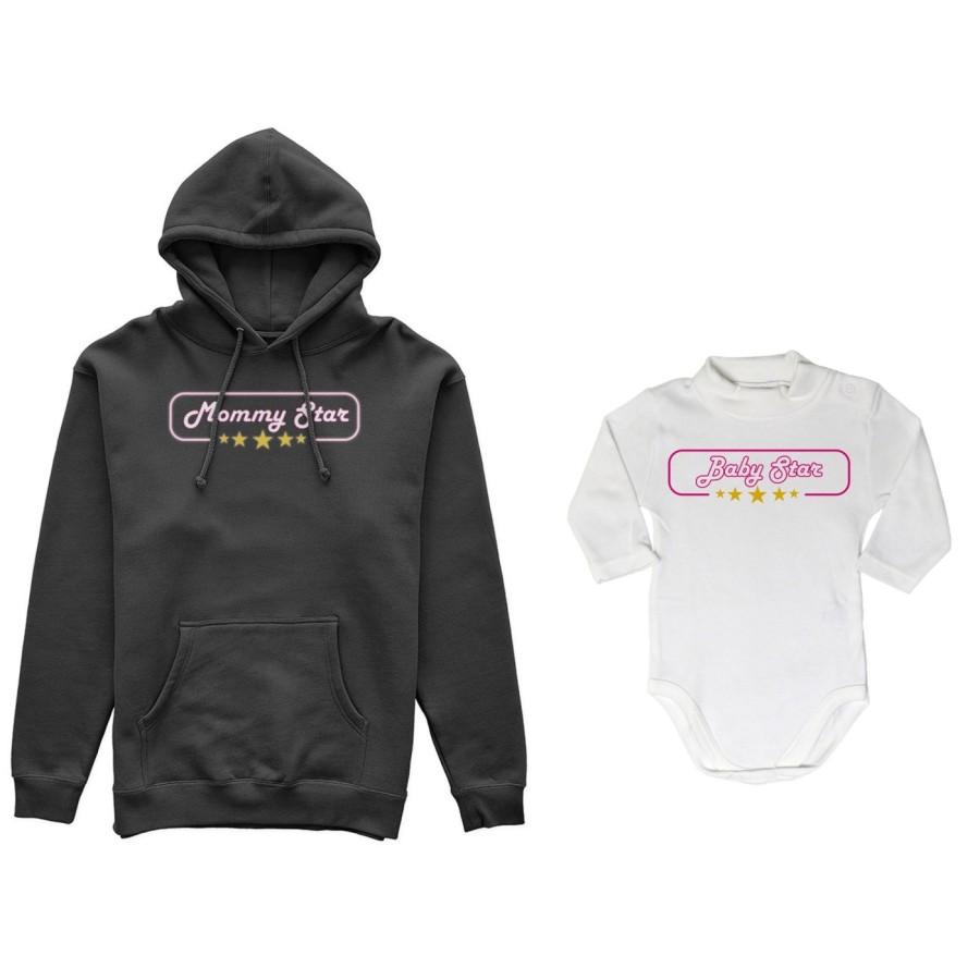 Coordinato felpe o body lupetto neonato madre figlio mommy star mommy's bodyguard Per la mamma