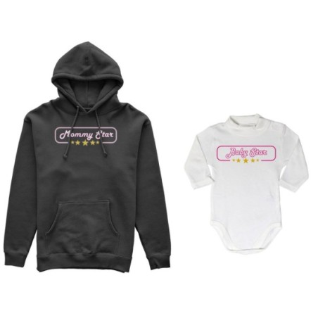 Coordinato felpe o body lupetto neonato madre figlio mommy star mommy's bodyguard Per la mamma