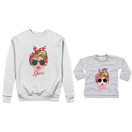 Coordinato felpe o body lupetto neonata madre figlia marilyn diva little marilyn diva Per la mamma 2