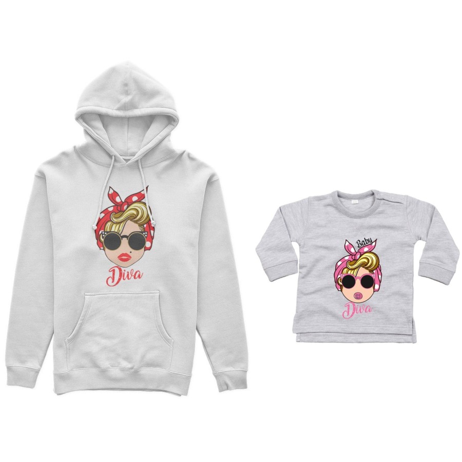 Coordinato felpe o body lupetto neonata madre figlia marilyn diva little marilyn diva Per la mamma