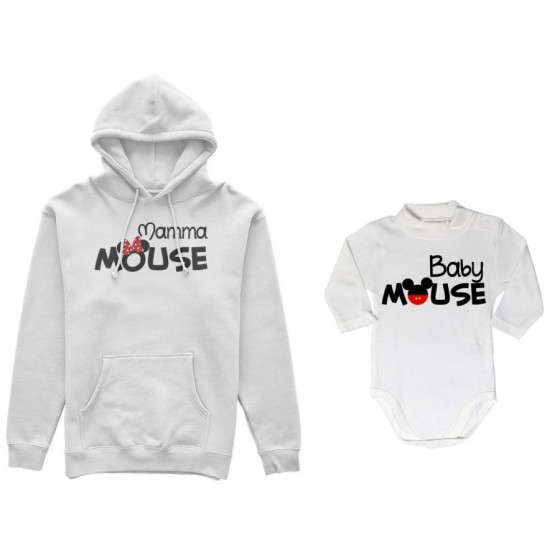 Coordinato felpe o body lupetto neonato madre figlio mamma minnie mouse baby mouse Per la mamma 2