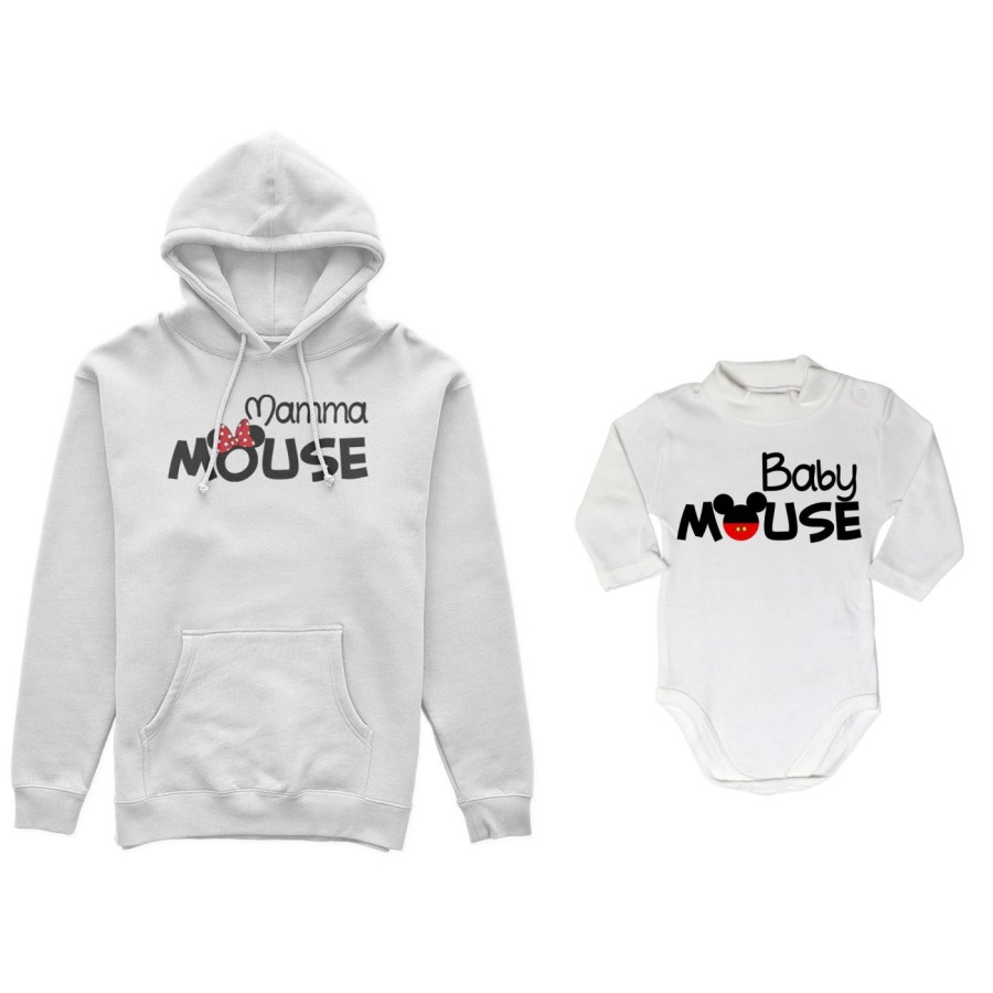 Coordinato felpe o body lupetto neonato madre figlio mamma minnie mouse baby mouse Per la mamma