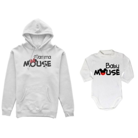 Coordinato felpe o body lupetto neonato madre figlio mamma minnie mouse baby mouse Per la mamma