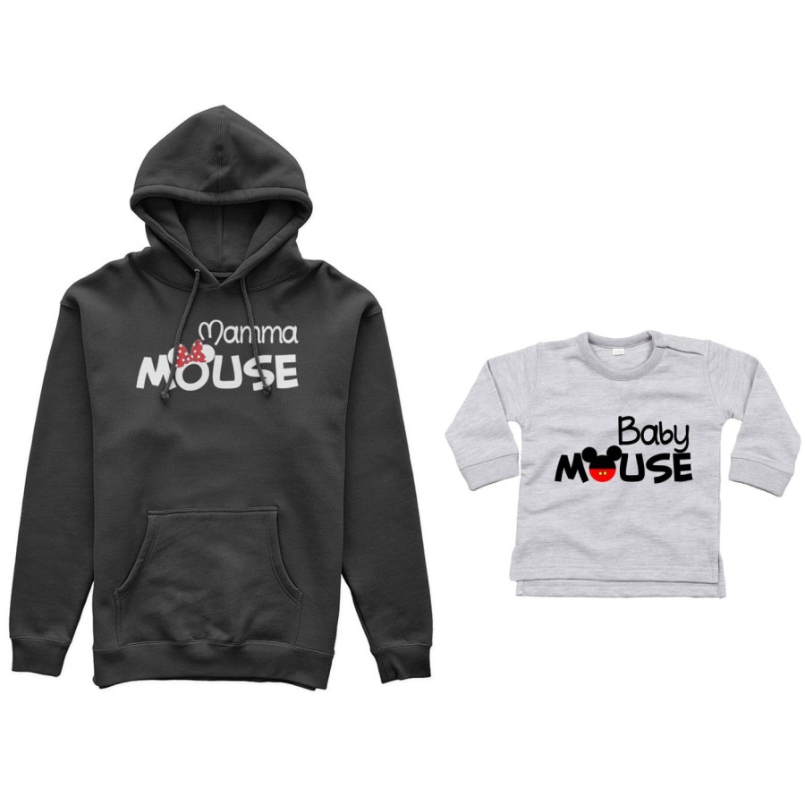 Coordinato felpe o body lupetto neonato madre figlio mamma minnie mouse baby mouse Per la mamma