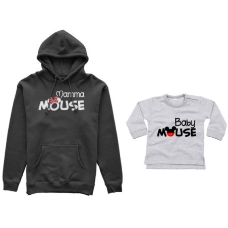Coordinato felpe o body lupetto neonato madre figlio mamma minnie mouse baby mouse Per la mamma