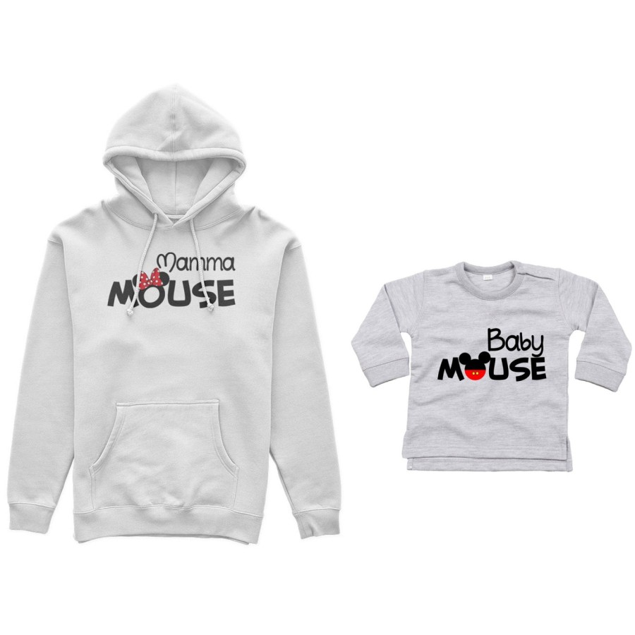 Coordinato felpe o body lupetto neonato madre figlio mamma minnie mouse baby mouse Per la mamma