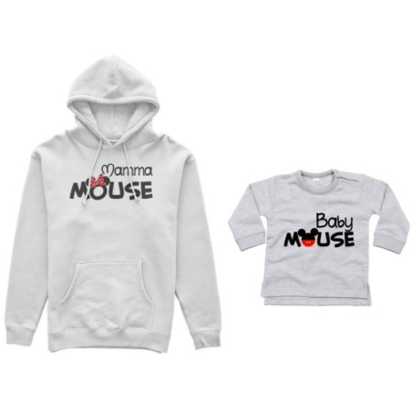 Coordinato felpe o body lupetto neonato madre figlio mamma minnie mouse baby mouse Per la mamma