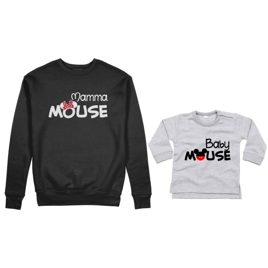 Coordinato felpe o body lupetto neonato madre figlio mamma minnie mouse baby mouse Per la mamma
