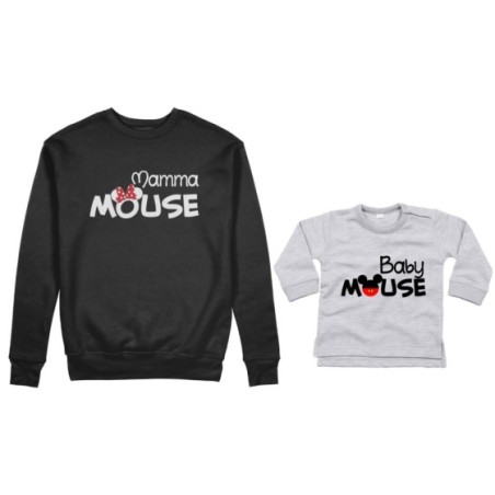 Coordinato felpe o body lupetto neonato madre figlio mamma minnie mouse baby mouse Per la mamma