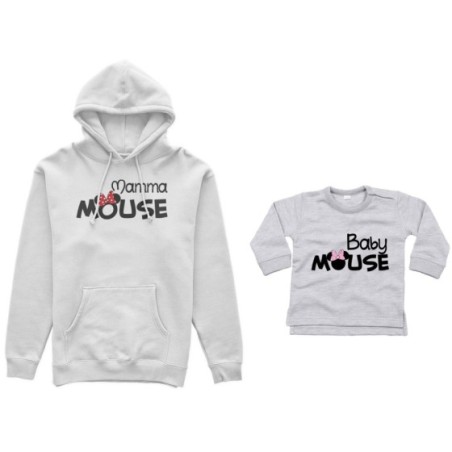 Coordinato felpe o body lupetto neonata madre figlia mamma minnie mouse baby minnie mouse Per la mamma