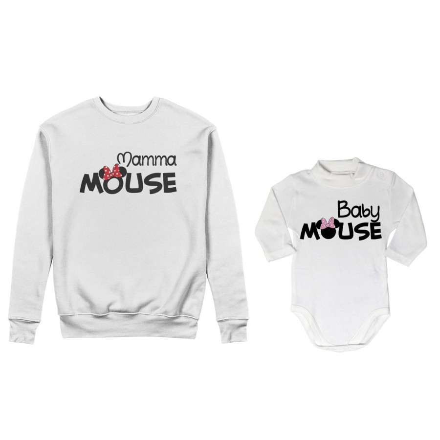 Coordinato felpe o body lupetto neonata madre figlia mamma minnie mouse baby minnie mouse Per la mamma
