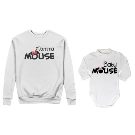 Coordinato felpe o body lupetto neonata madre figlia mamma minnie mouse baby minnie mouse Per la mamma