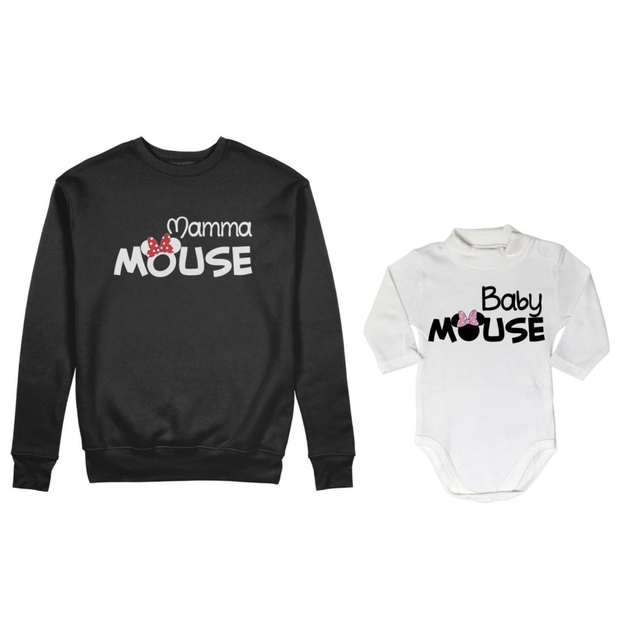 Coordinato felpe o body lupetto neonata madre figlia mamma minnie mouse baby minnie mouse Per la mamma