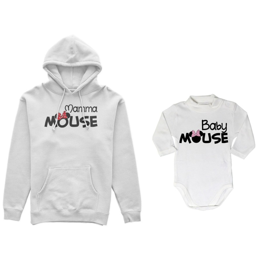 Coordinato felpe o body lupetto neonata madre figlia mamma minnie mouse baby minnie mouse Per la mamma