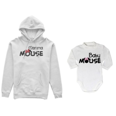 Coordinato felpe o body lupetto neonata madre figlia mamma minnie mouse baby minnie mouse Per la mamma