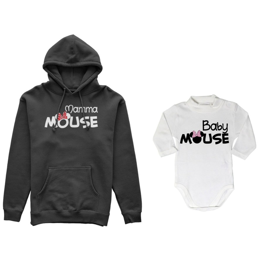 Coordinato felpe o body lupetto neonata madre figlia mamma minnie mouse baby minnie mouse Per la mamma