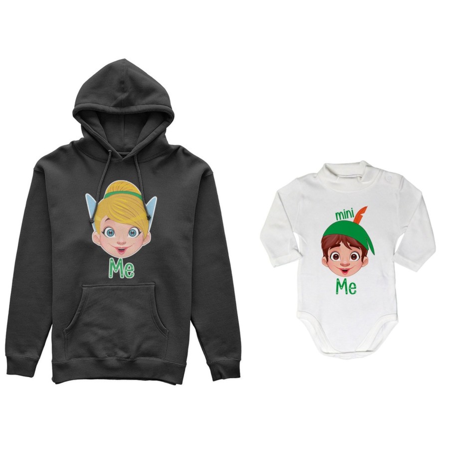 Coordinato felpe o body lupetto neonato madre figlio me trilly mini peter pan Per la mamma