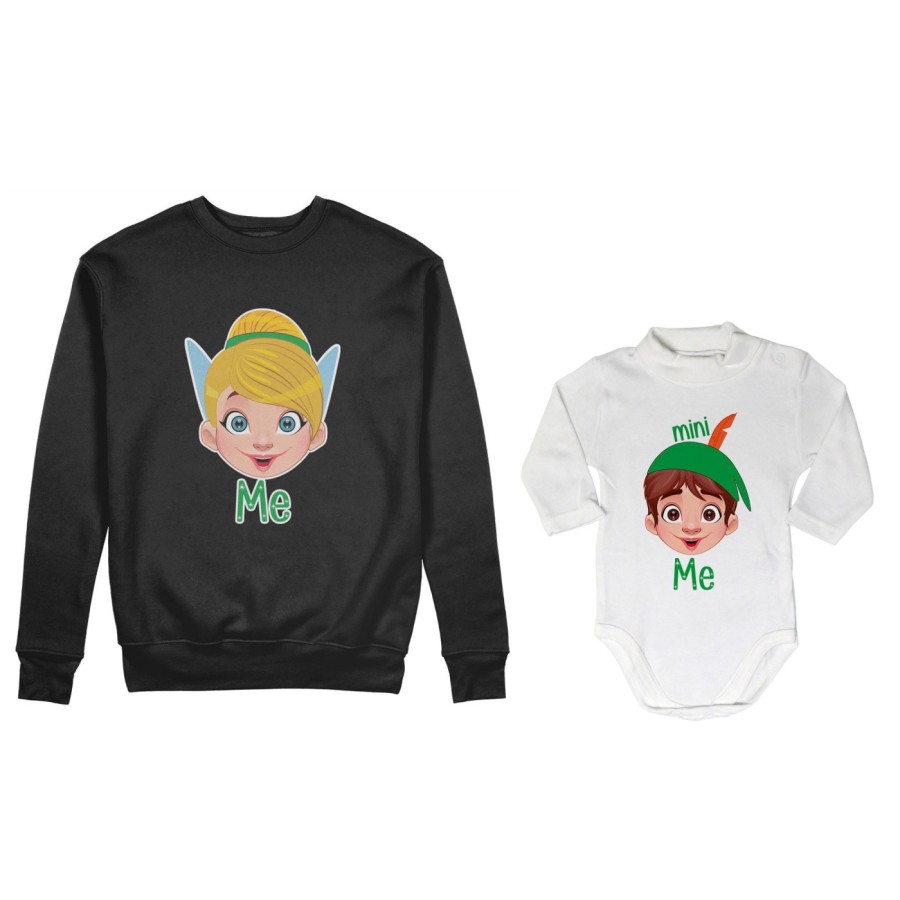 Coordinato felpe o body lupetto neonato madre figlio me trilly mini peter pan Per la mamma