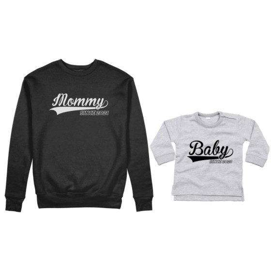 Coordinato felpe o body lupetto neonato madre figlio personalizzato con anno mommy since baby since Per la mamma