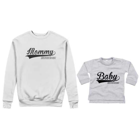 Coordinato felpe o body lupetto neonato madre figlio personalizzato con anno mommy since baby since Per la mamma 2