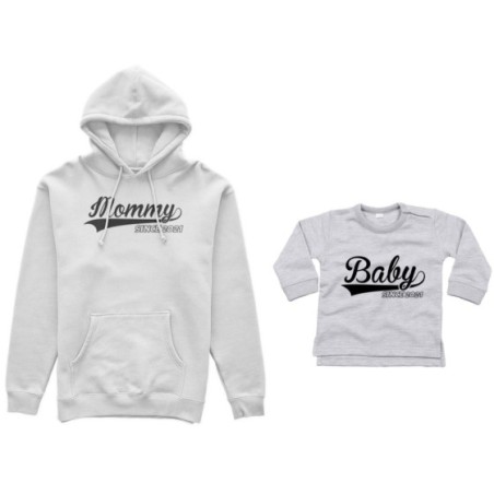 Coordinato felpe o body lupetto neonato madre figlio personalizzato con anno mommy since baby since Per la mamma