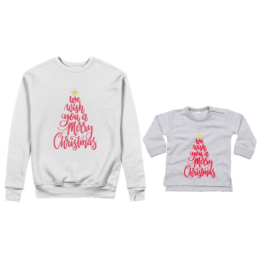 Coordinato felpe o body lupetto neonato madre figlio we wish you a merry christmas Natale