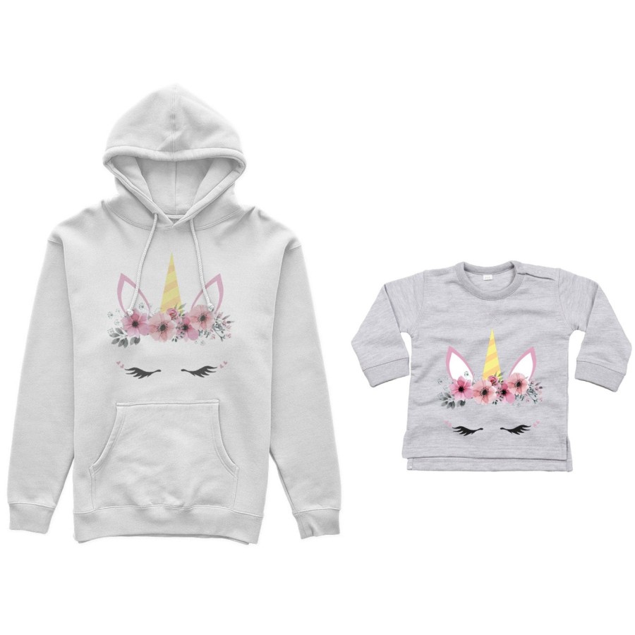 Coordinato felpe o body lupetto neonata madre figlia colorful unicorn Per la mamma